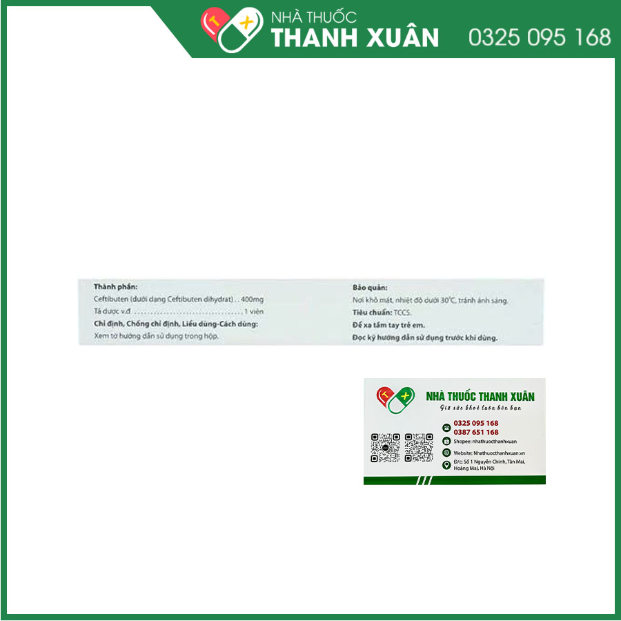 Cefbuten 400 điều trị các trường hợp nhiễm khuẩn vừa và nhẹ